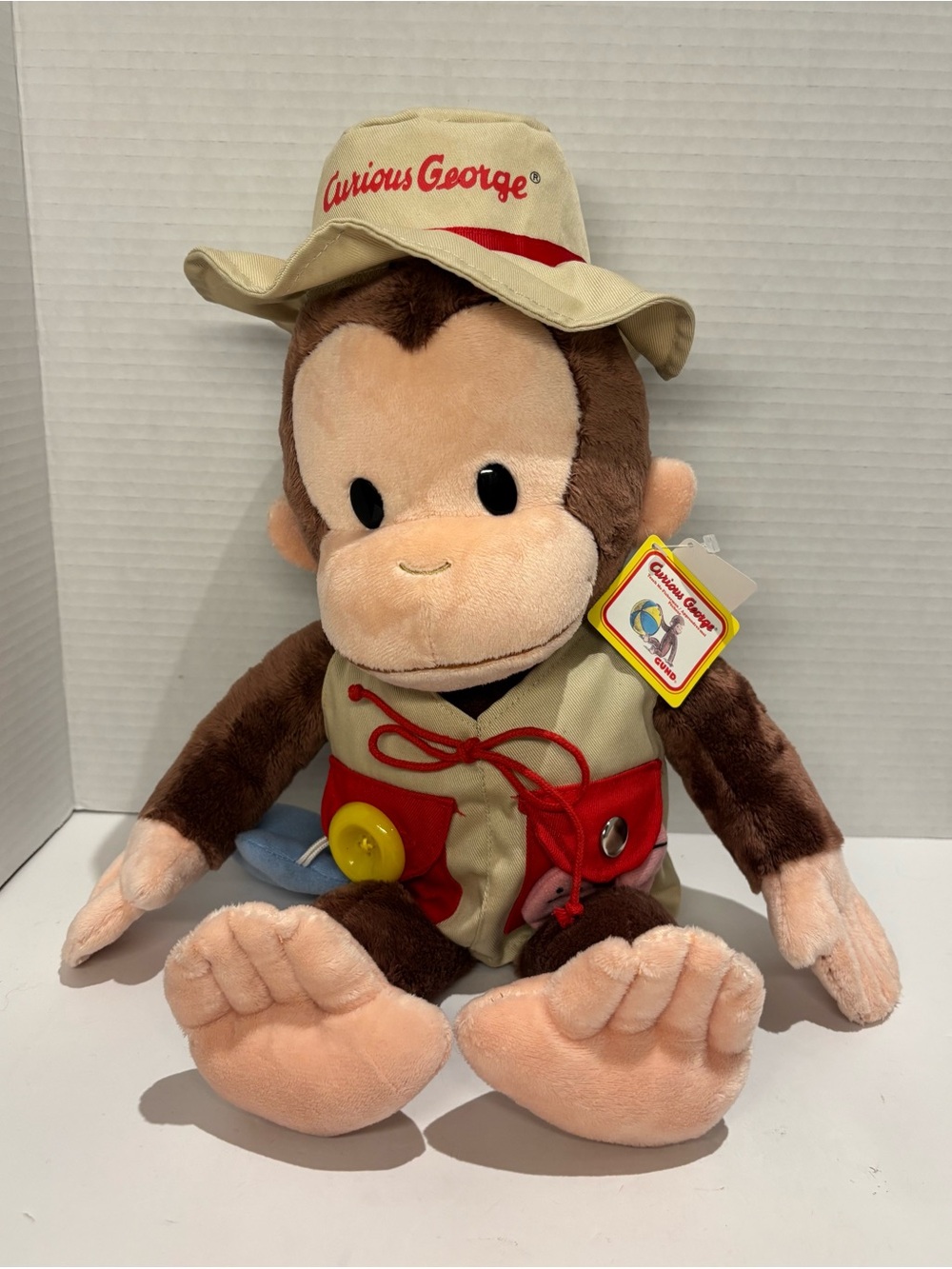 Gund Curious George Large 17” Teach Me  Fishing Plush Universal Studios Stuffed